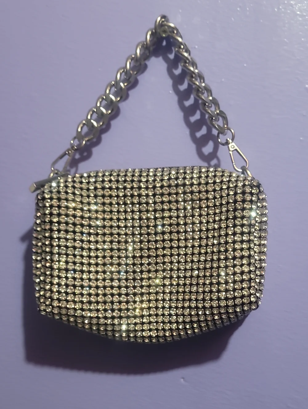 Aldo Silver Crystal Chain Wristlet